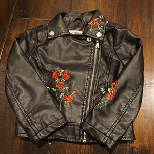 Toddler girls embroidered moto jacket